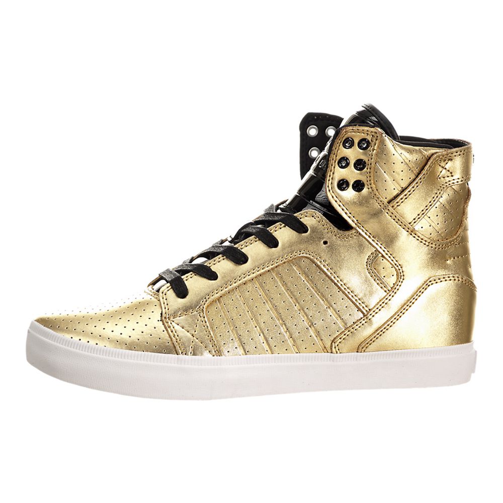 Baskets Montantes Supra SkyTop LS Doré Gold/White Homme | CAO-26129724